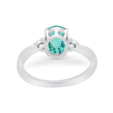 Three Stone Wedding Ring Round Simulated Cubic Zirconia 925 Sterling Silver