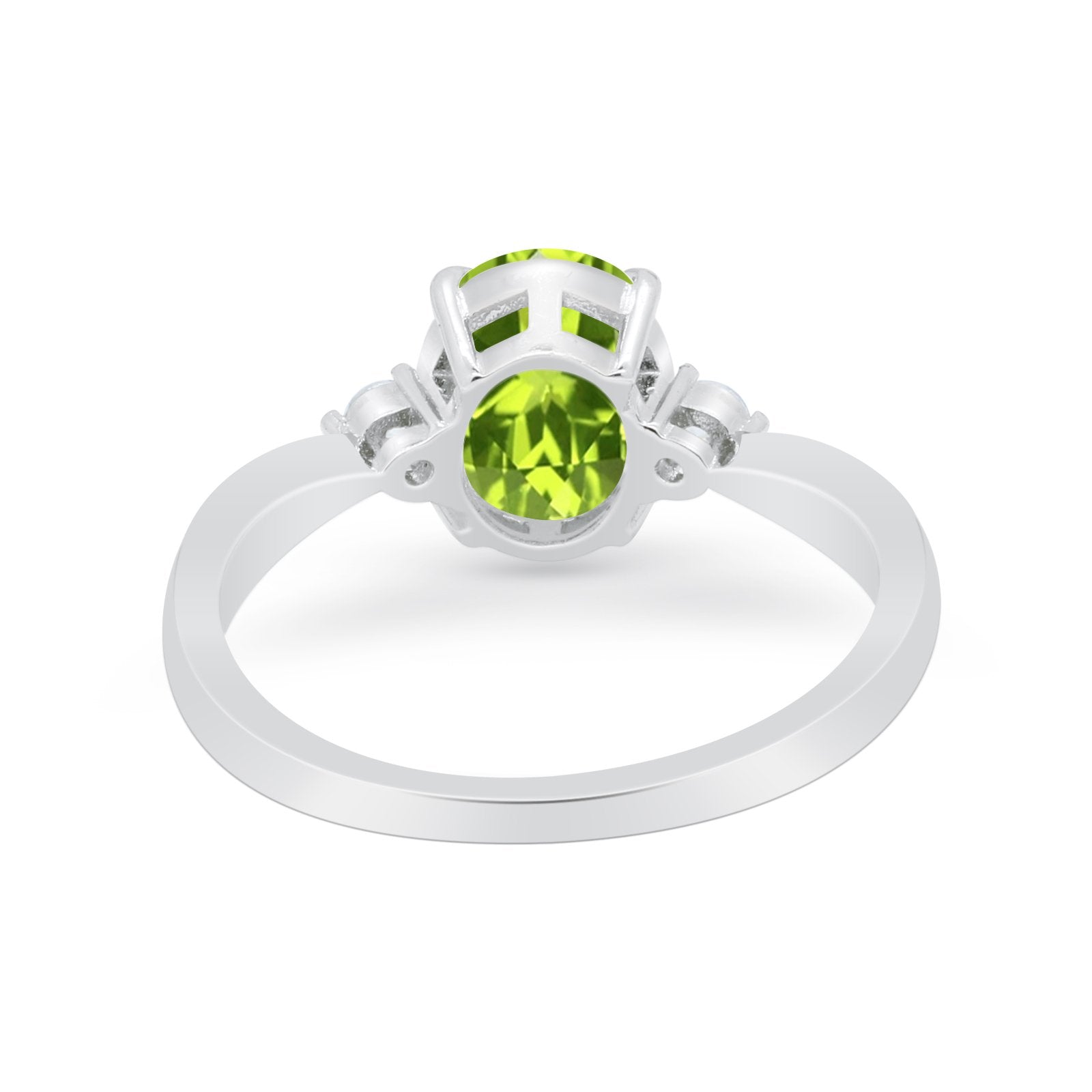 Three Stone Wedding Ring Round Simulated Cubic Zirconia 925 Sterling Silver