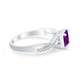 Princess Cut Wedding Ring Round Simulated Cubic Zirconia 925 Sterling Silver