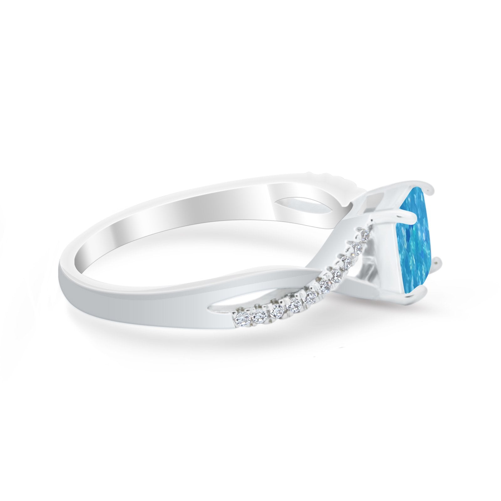 Princess Cut Wedding Ring Round Simulated Cubic Zirconia 925 Sterling Silver