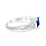Princess Cut Wedding Ring Round Simulated Cubic Zirconia 925 Sterling Silver