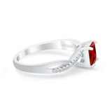 Princess Cut Wedding Ring Round Simulated Cubic Zirconia 925 Sterling Silver