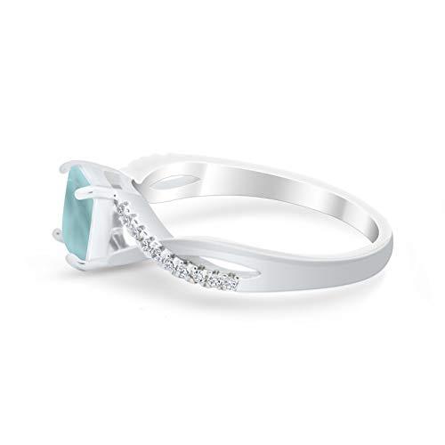 Princess Cut Wedding Ring Round Simulated Cubic Zirconia 925 Sterling Silver