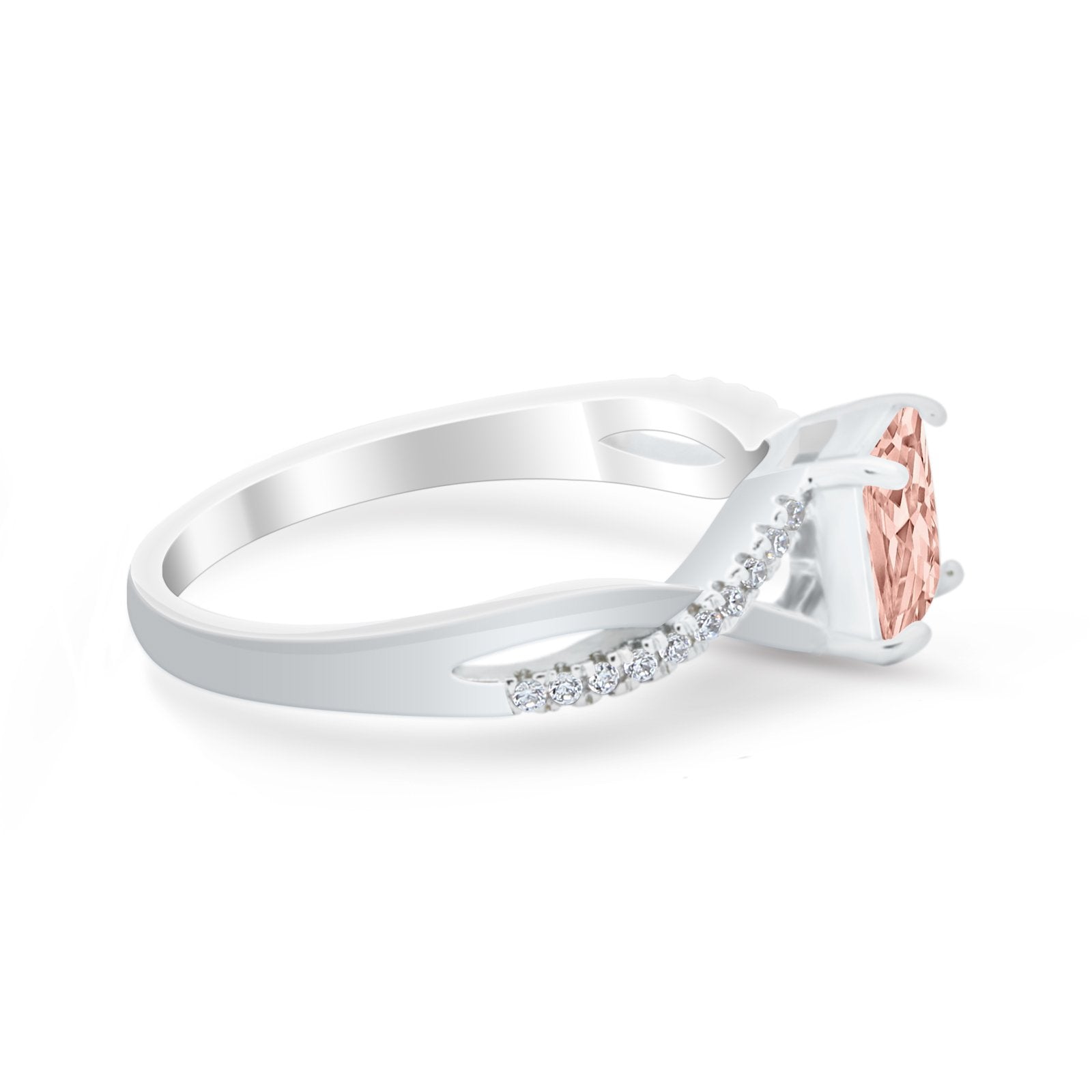 Princess Cut Wedding Ring Round Simulated Cubic Zirconia 925 Sterling Silver