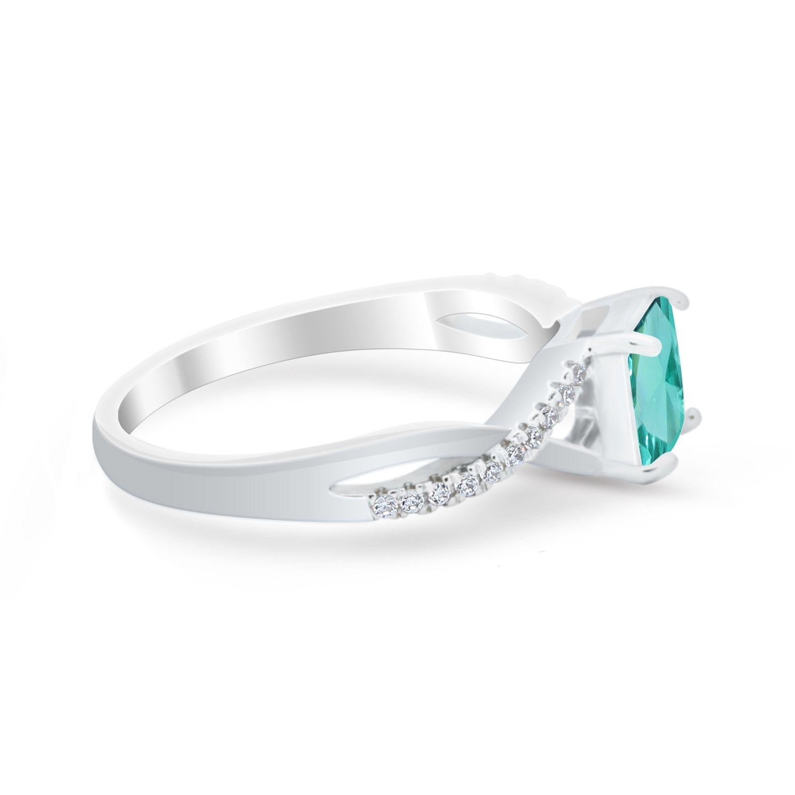 Princess Cut Wedding Ring Round Simulated Cubic Zirconia 925 Sterling Silver