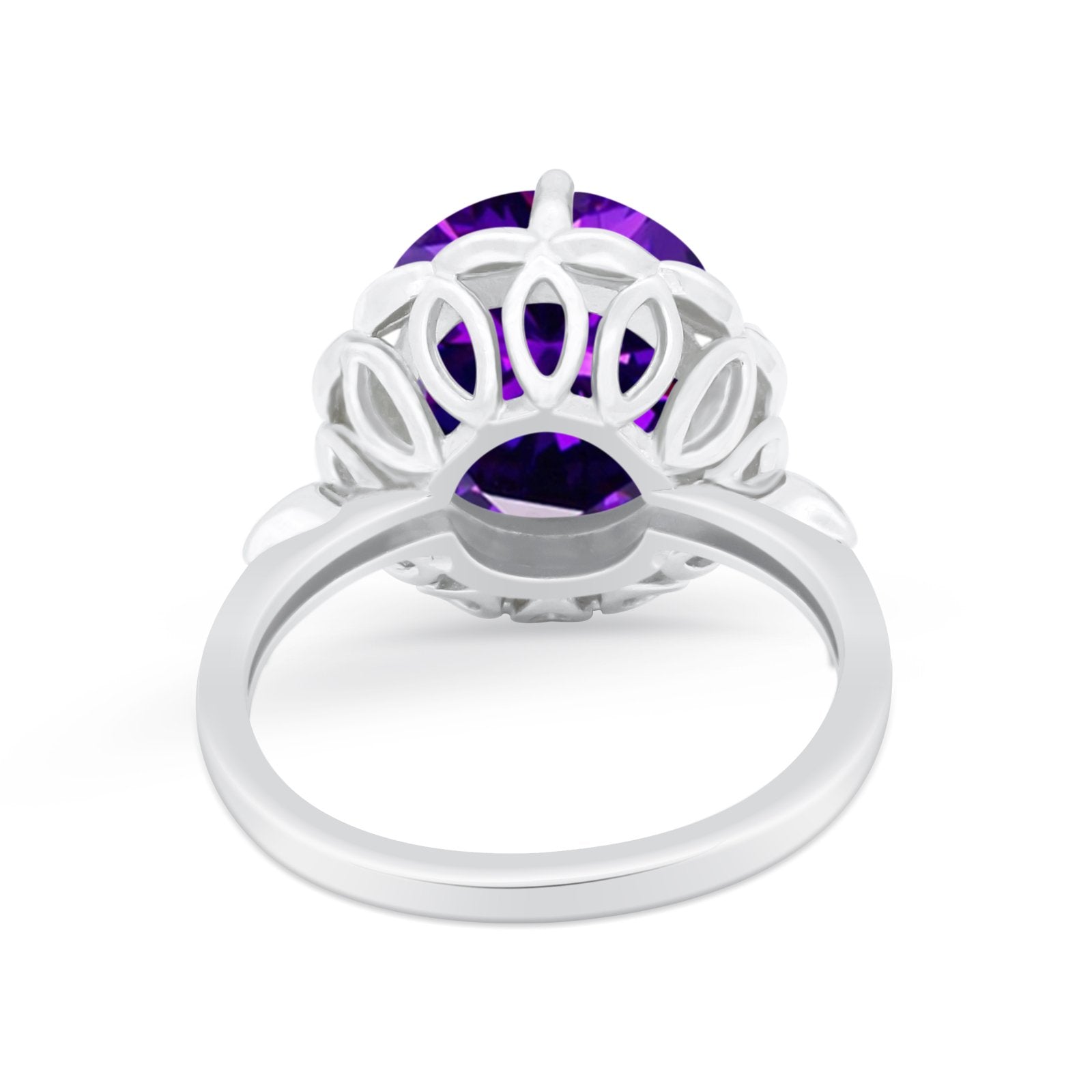 Large Stone Cocktail Ring Art Deco Simulated Cubic Zirconia 925 Sterling Silver