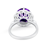 Large Stone Cocktail Ring Art Deco Simulated Cubic Zirconia 925 Sterling Silver