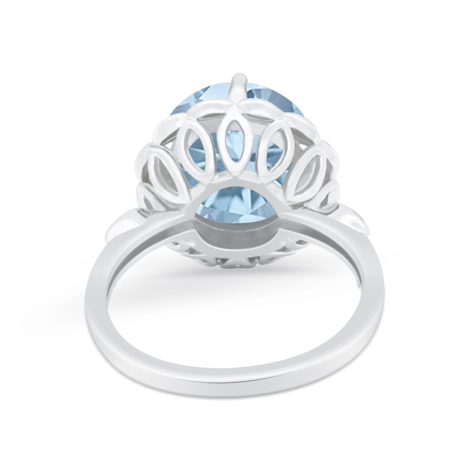 Large Stone Cocktail Ring Art Deco Simulated Cubic Zirconia 925 Sterling Silver