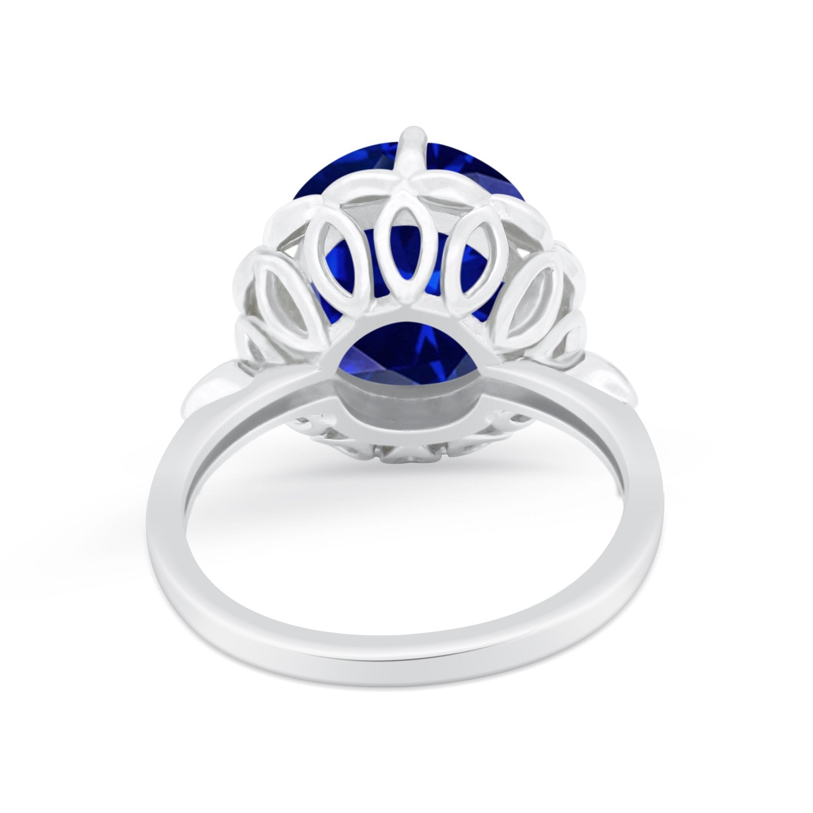 Large Stone Cocktail Ring Art Deco Simulated Cubic Zirconia 925 Sterling Silver