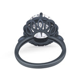 Large Stone Cocktail Ring Art Deco Simulated Cubic Zirconia 925 Sterling Silver