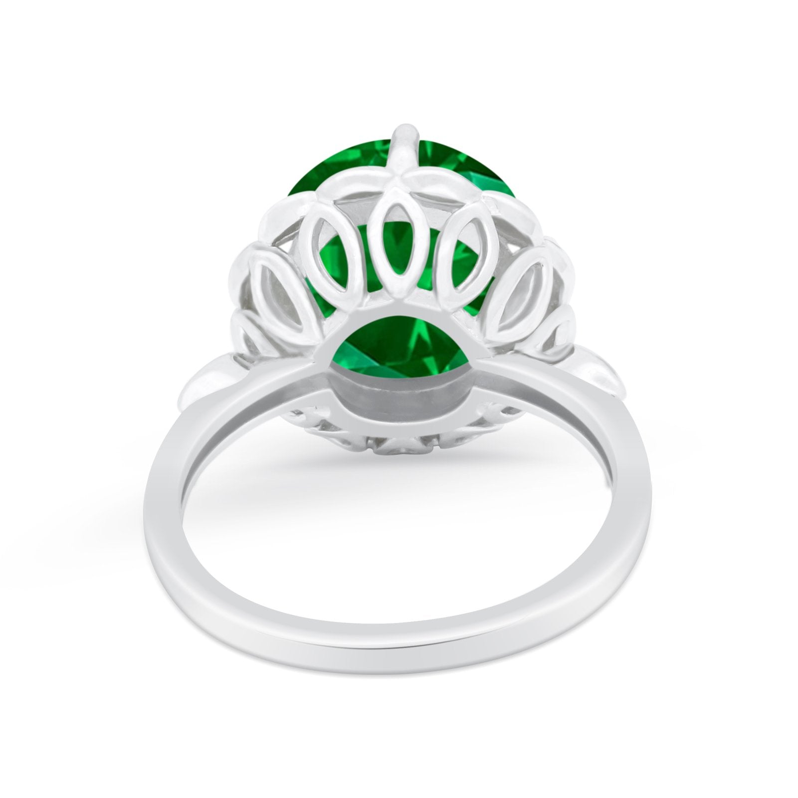 Large Stone Cocktail Ring Art Deco Simulated Cubic Zirconia 925 Sterling Silver