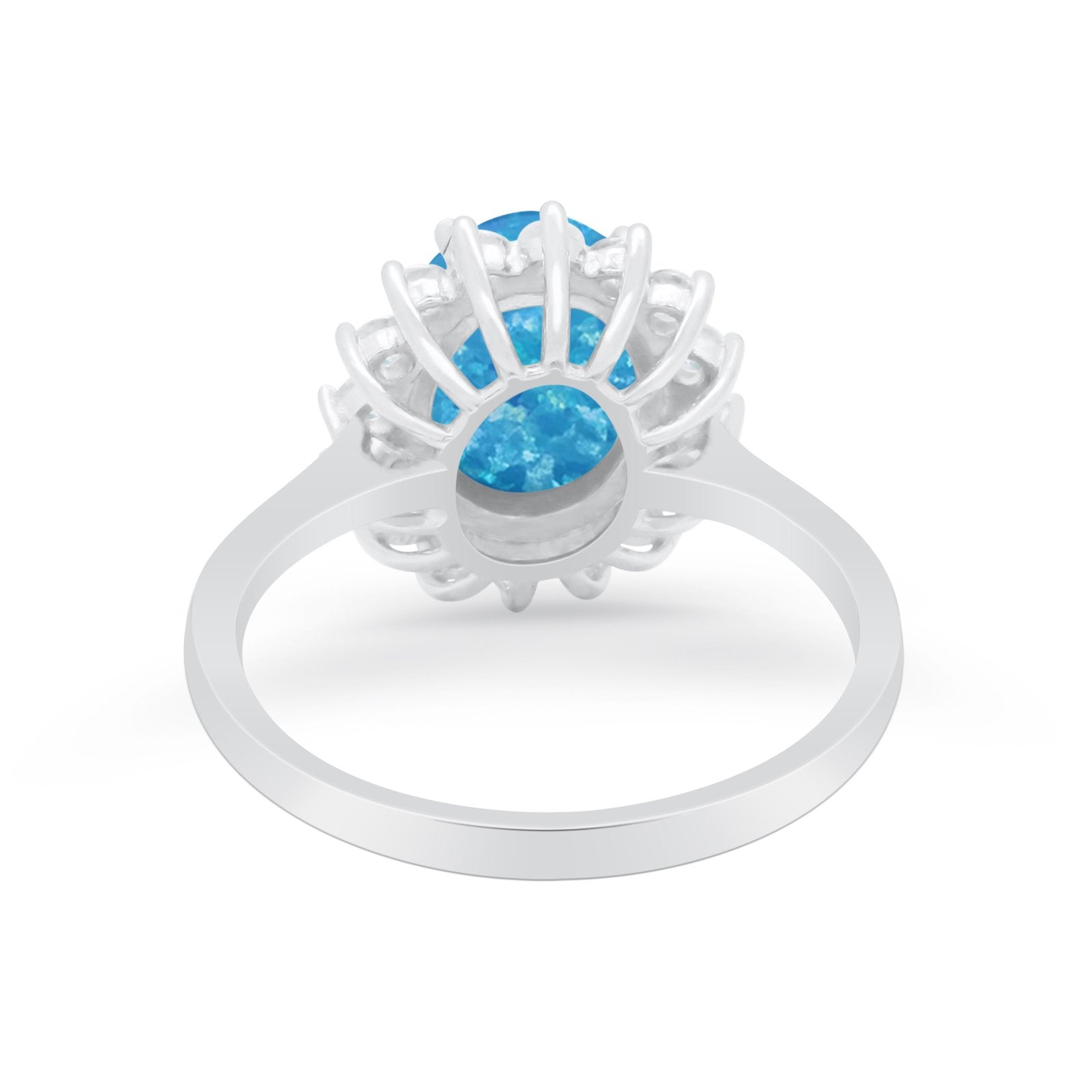 Floral Oval Wedding Ring Round Simulated Cubic Zirconia 925 Sterling Silver