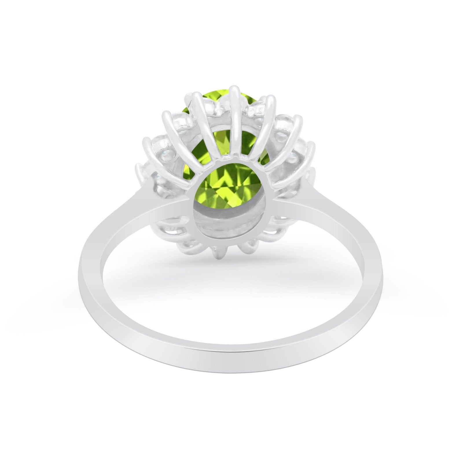 Floral Oval Wedding Ring Round Simulated Cubic Zirconia 925 Sterling Silver