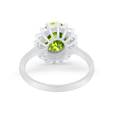 Floral Oval Wedding Ring Round Simulated Cubic Zirconia 925 Sterling Silver