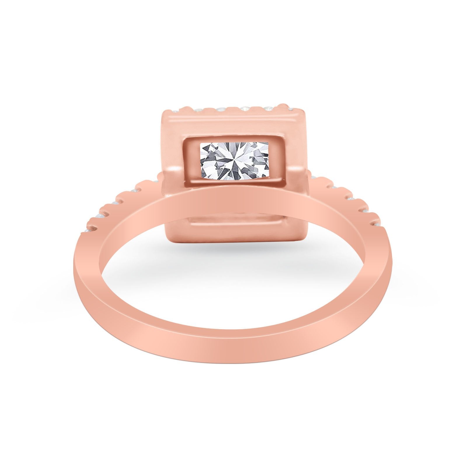 Halo Princess Cut Wedding Ring Simulated Cubic Zirconia 925 Sterling Silver