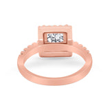 Halo Princess Cut Wedding Ring Simulated Cubic Zirconia 925 Sterling Silver