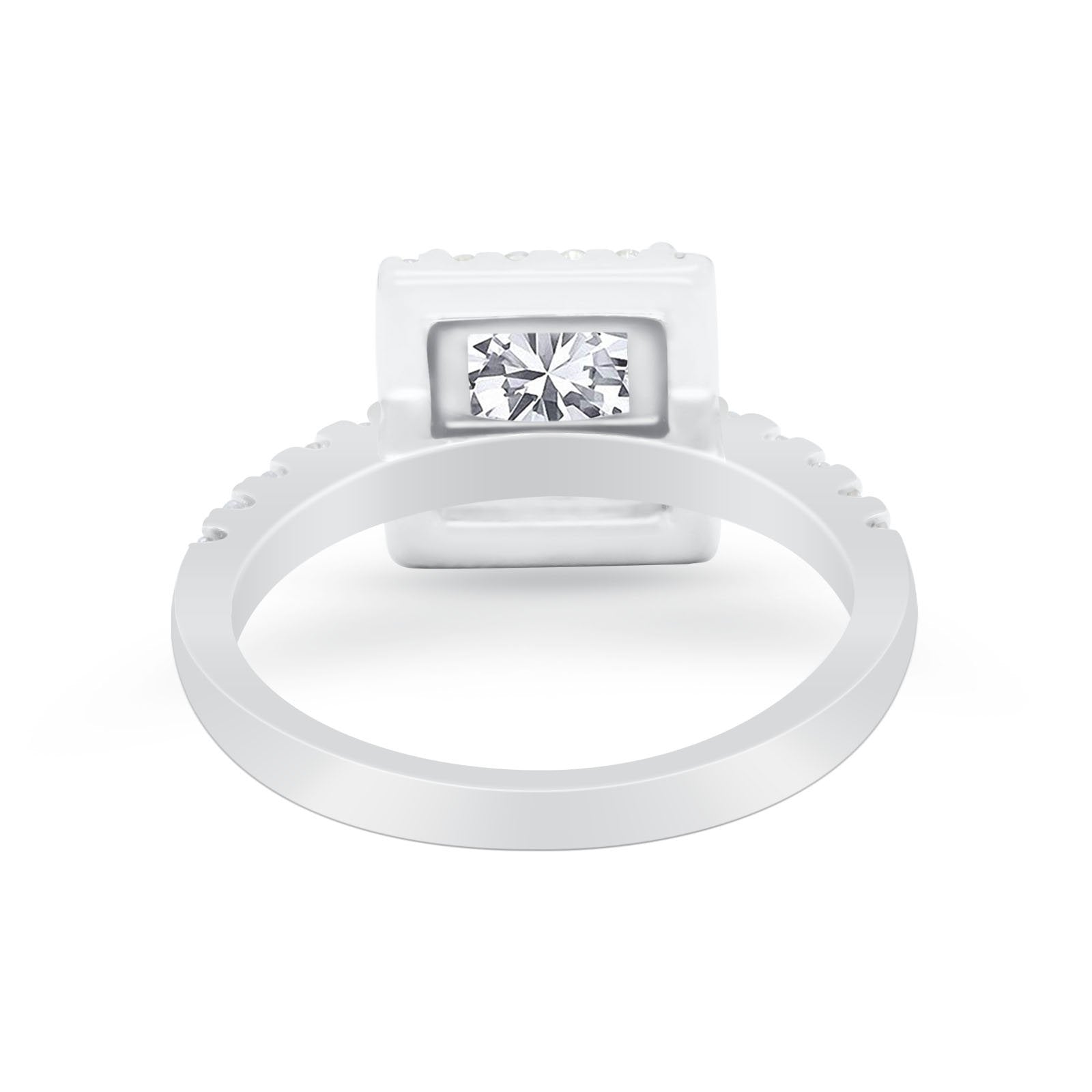 Halo Princess Cut Wedding Ring Simulated Cubic Zirconia 925 Sterling Silver