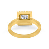 Halo Princess Cut Wedding Ring Simulated Cubic Zirconia 925 Sterling Silver