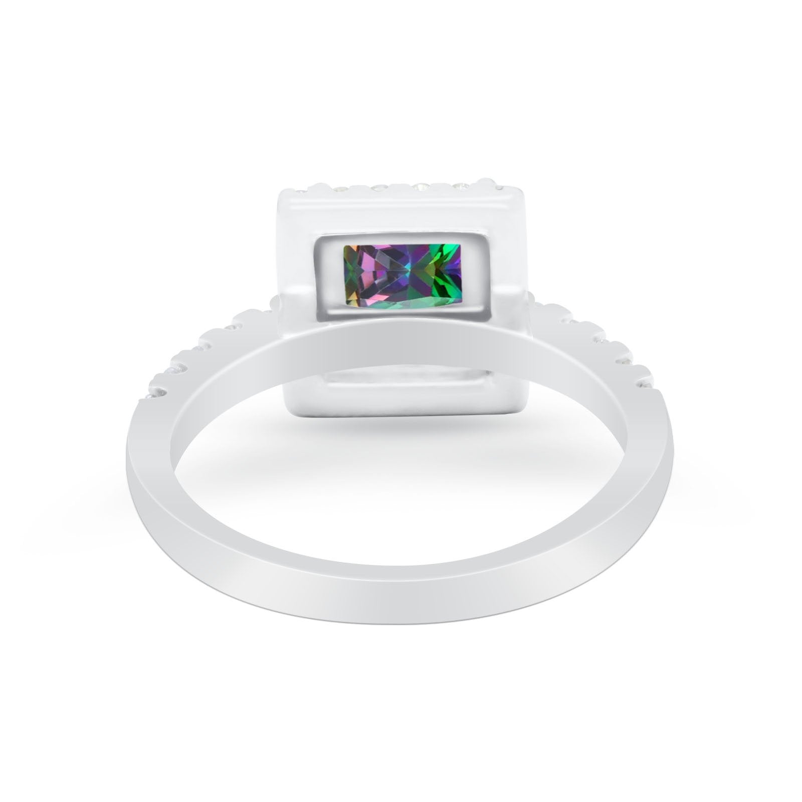 Halo Princess Cut Wedding Ring Simulated Cubic Zirconia 925 Sterling Silver