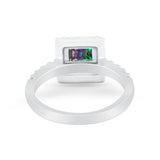 Halo Princess Cut Wedding Ring Simulated Cubic Zirconia 925 Sterling Silver