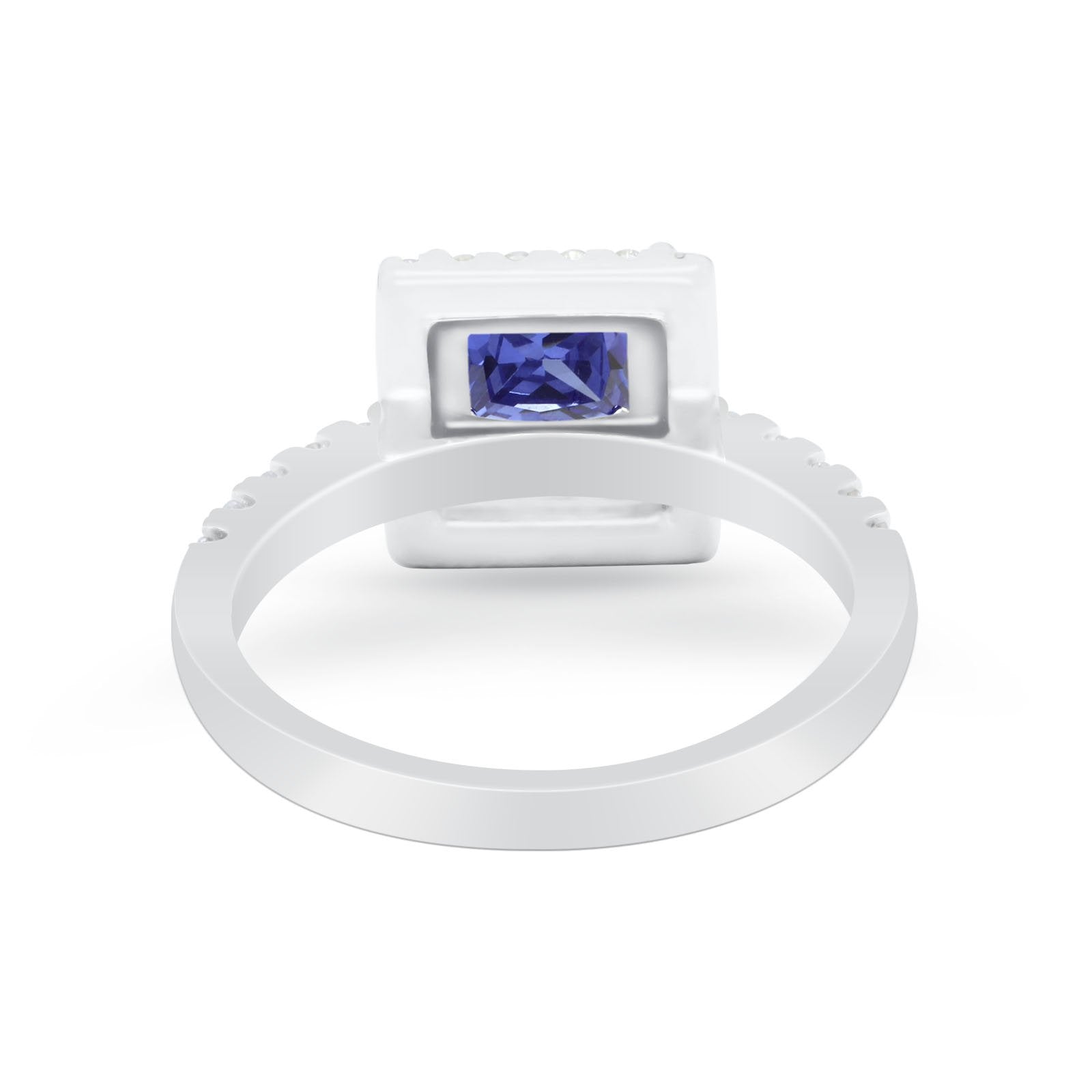 Halo Princess Cut Wedding Ring Simulated Cubic Zirconia 925 Sterling Silver