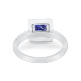 Halo Princess Cut Wedding Ring Simulated Cubic Zirconia 925 Sterling Silver