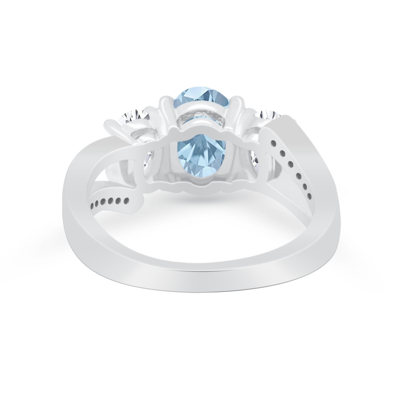 3 Stone Oval Wedding Ring Simulated Cubic Zirconia 925 Sterling Silver