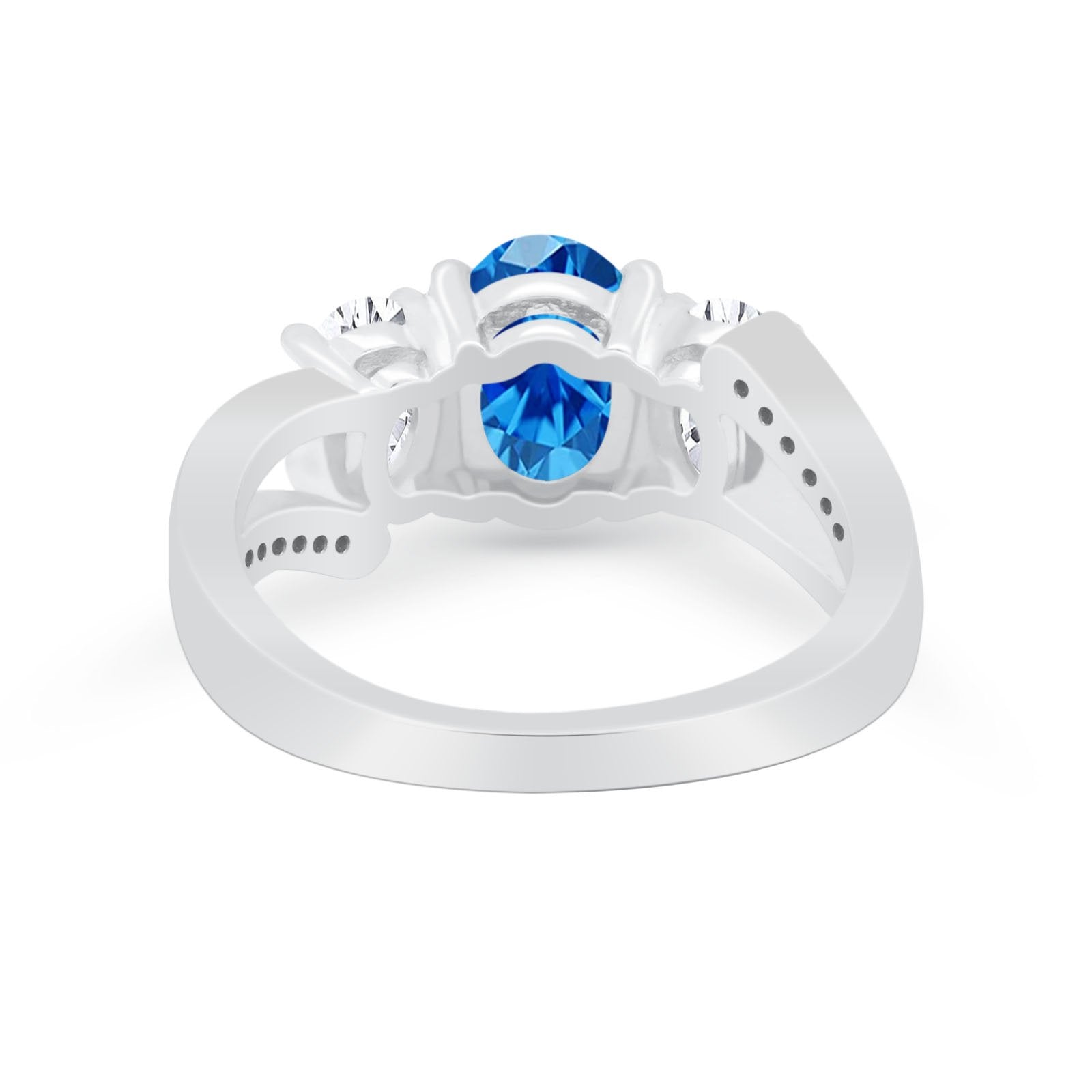 3 Stone Oval Wedding Ring Simulated Cubic Zirconia 925 Sterling Silver