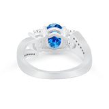 3 Stone Oval Wedding Ring Simulated Cubic Zirconia 925 Sterling Silver