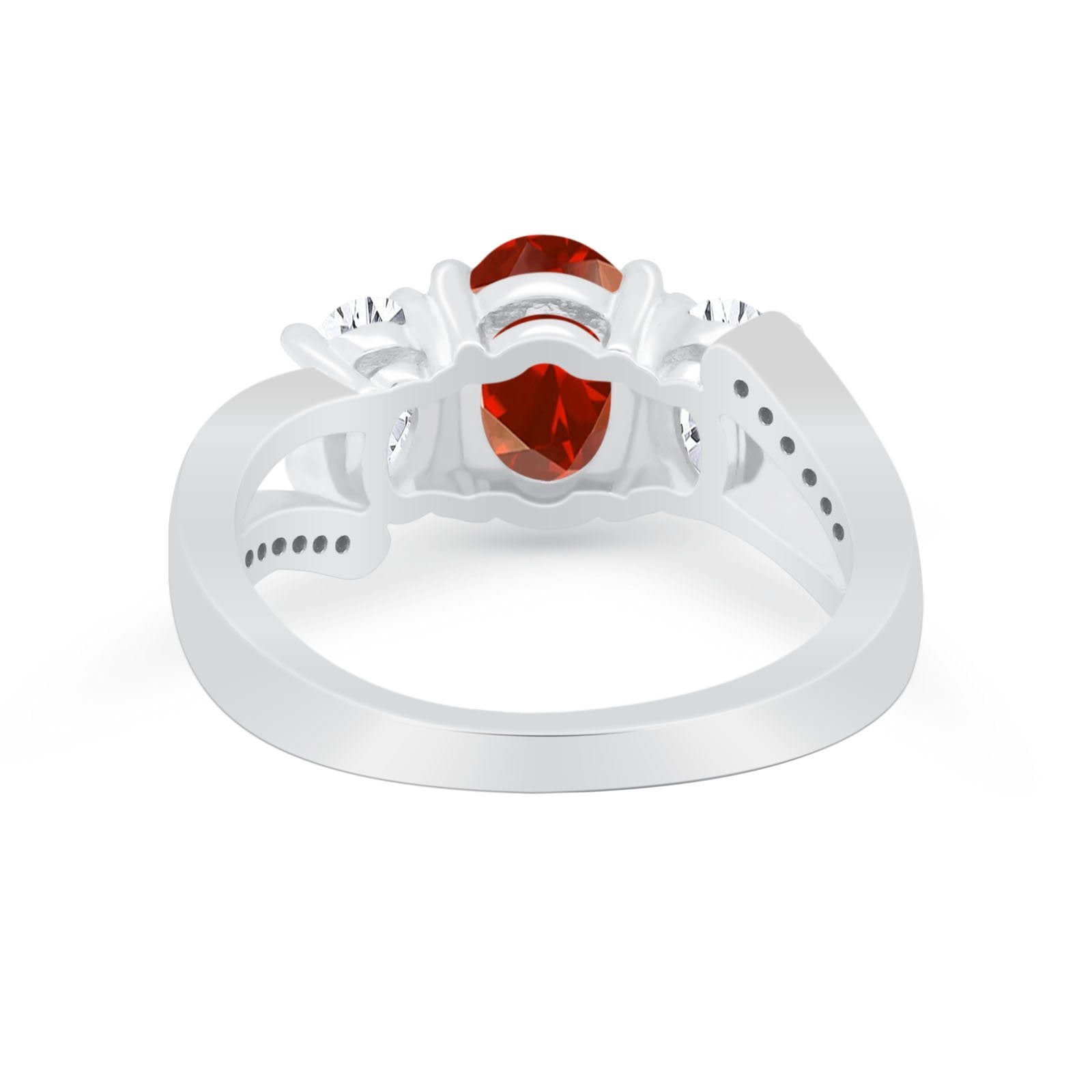 3 Stone Oval Wedding Ring Simulated Cubic Zirconia 925 Sterling Silver