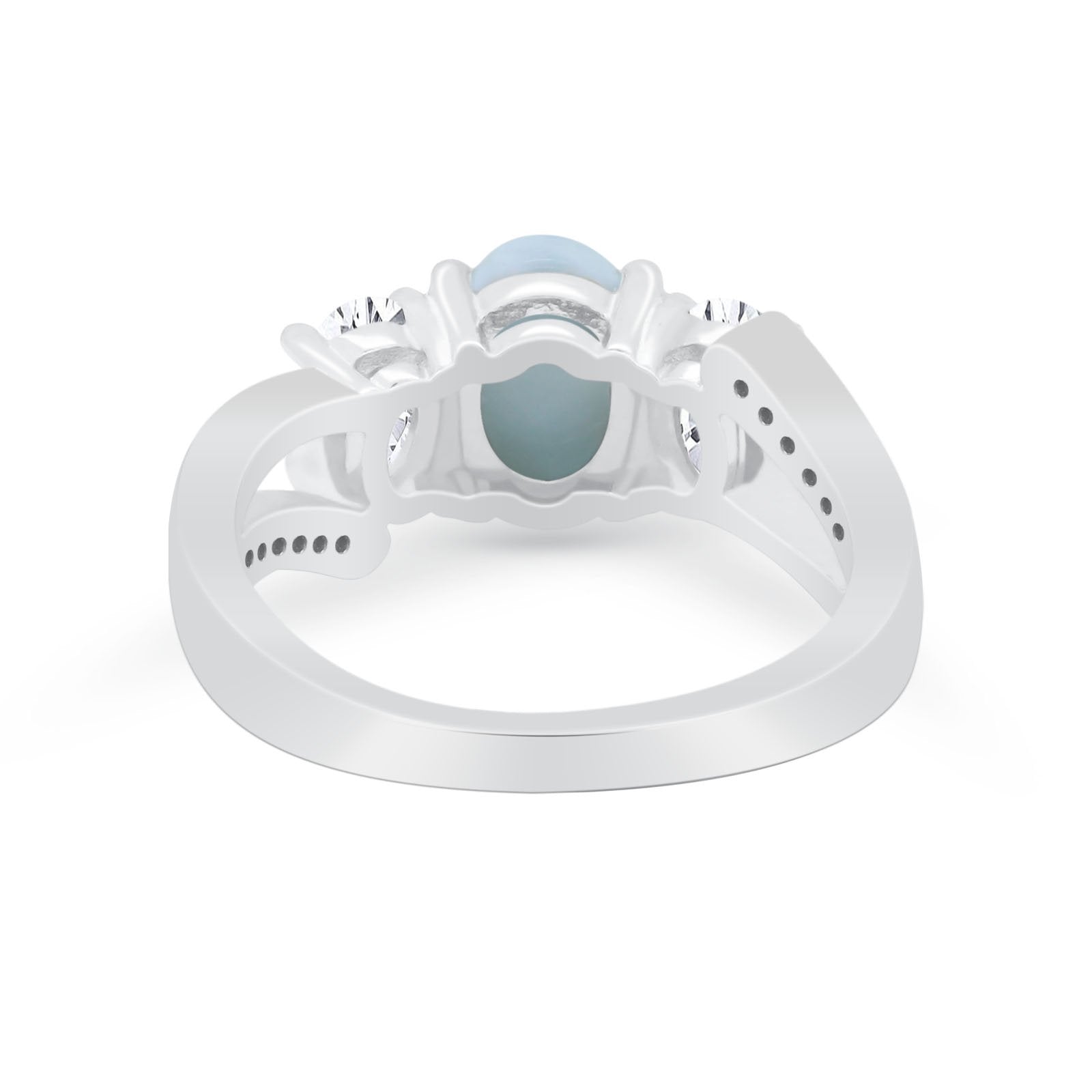 3 Stone Oval Wedding Ring Simulated Cubic Zirconia 925 Sterling Silver