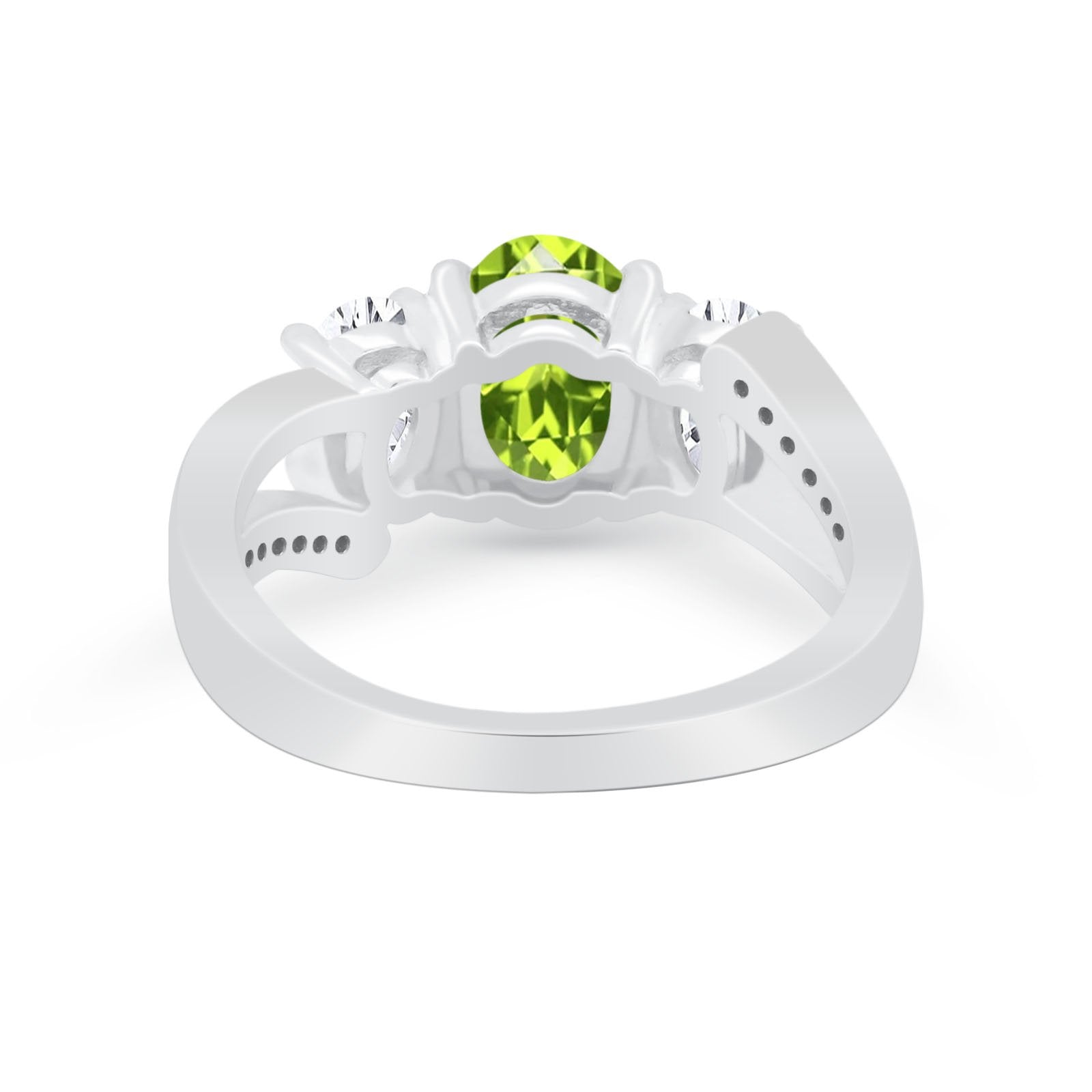 3 Stone Oval Wedding Ring Simulated Cubic Zirconia 925 Sterling Silver