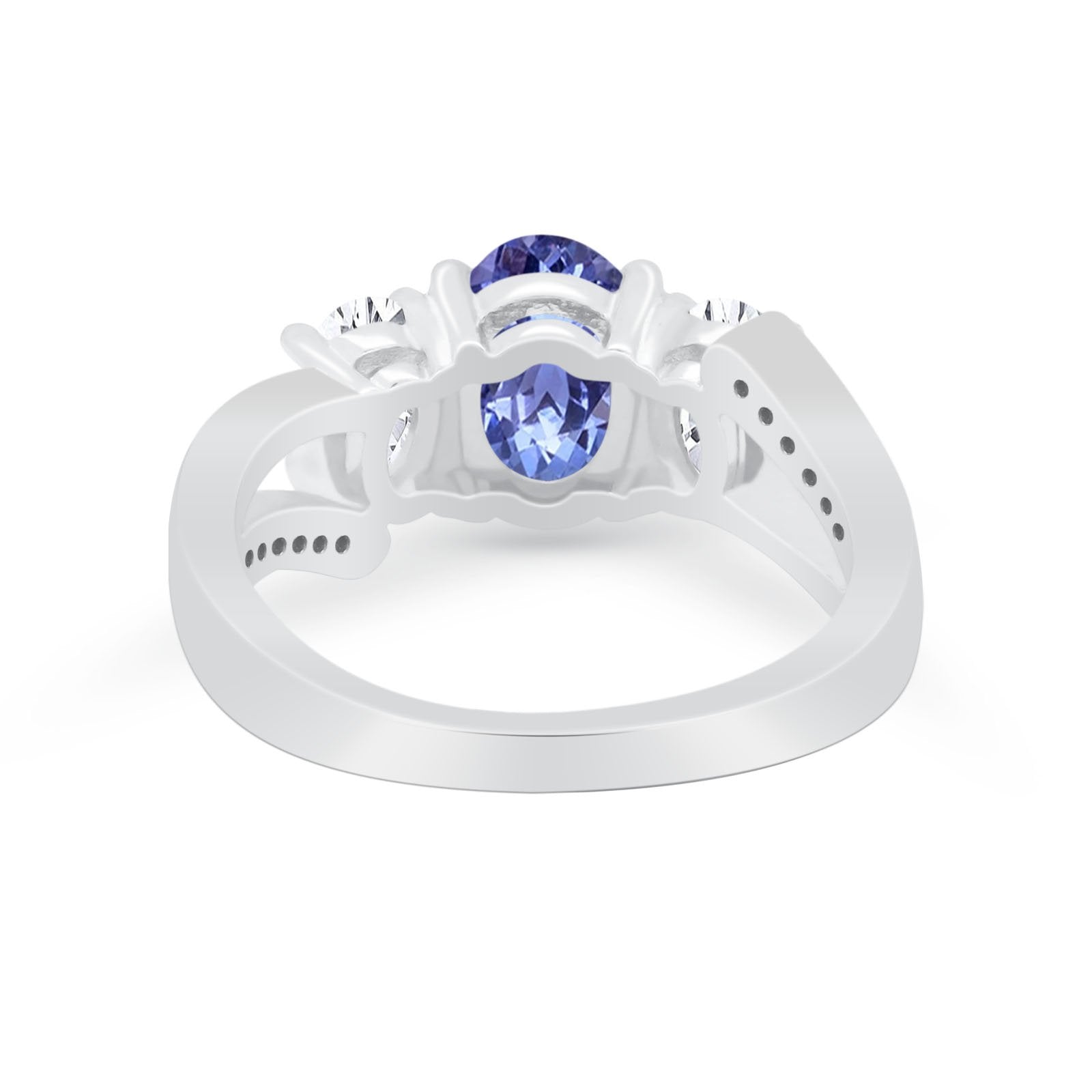 3 Stone Oval Wedding Ring Simulated Cubic Zirconia 925 Sterling Silver