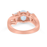 3 Stone Oval Wedding Ring Simulated Cubic Zirconia 925 Sterling Silver