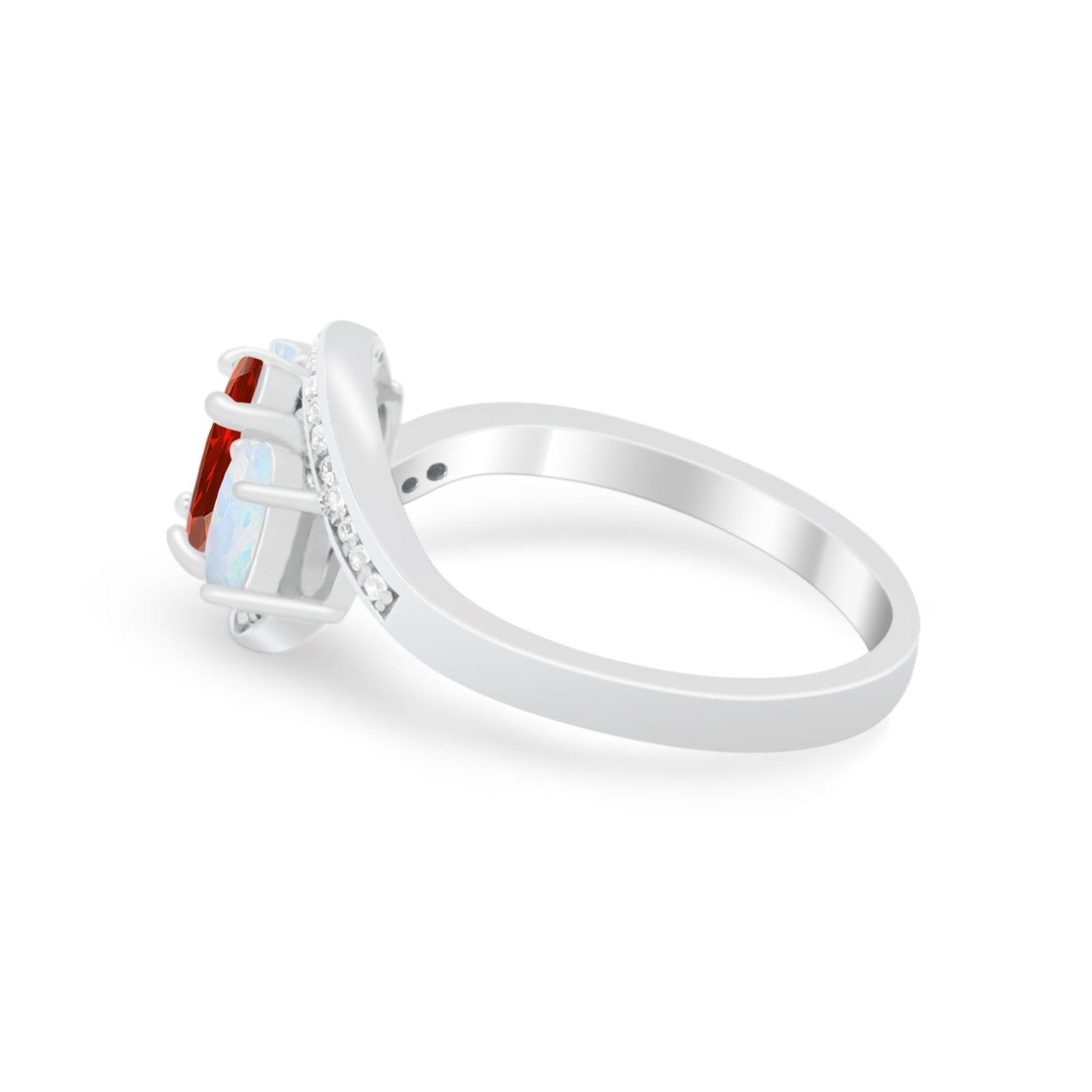 3-Stone Swirl Wedding Ring Round Simulated Cubic Zirconia 925 Sterling Silver