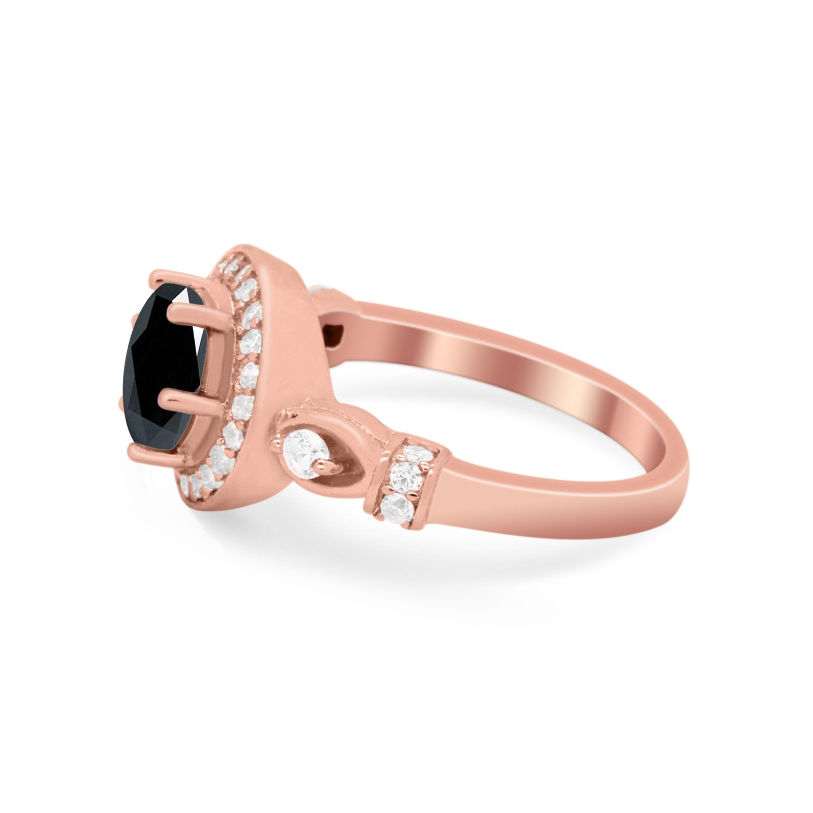 Halo Engagement Ring Simulated Cubic Zirconia 925 Sterling Silver