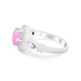 Halo Engagement Ring Simulated Cubic Zirconia 925 Sterling Silver