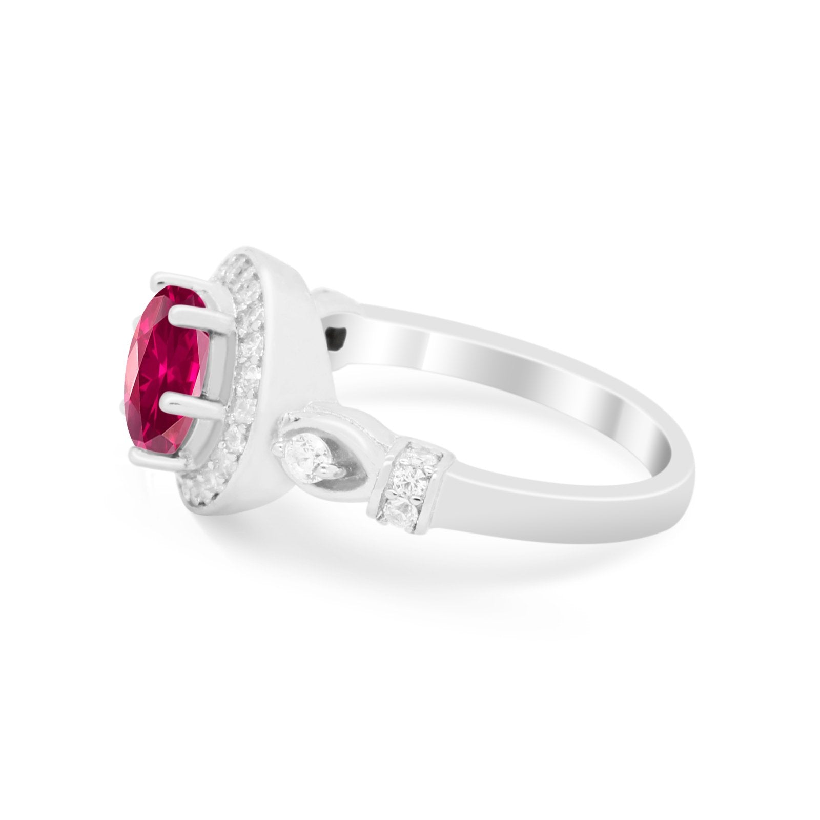 Halo Engagement Ring Simulated Cubic Zirconia 925 Sterling Silver