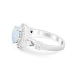 Halo Engagement Ring Simulated Cubic Zirconia 925 Sterling Silver