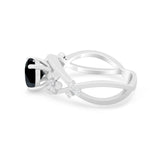 Art Deco Plumeria Flower Infinity Shank Engagement Ring Cubic Zirconia 925 Sterling Silver