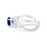 Art Deco Plumeria Flower Infinity Shank Engagement Ring Cubic Zirconia 925 Sterling Silver
