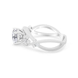 Art Deco Plumeria Flower Infinity Shank Engagement Ring Cubic Zirconia 925 Sterling Silver
