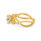 Art Deco Plumeria Flower Infinity Shank Engagement Ring Cubic Zirconia 925 Sterling Silver