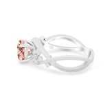 Art Deco Plumeria Flower Infinity Shank Engagement Ring Simulated Cubic Zirconia 925 Sterling Silver