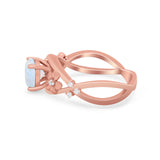 Art Deco Plumeria Flower Infinity Shank Engagement Ring Simulated Cubic Zirconia 925 Sterling Silver