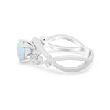 Art Deco Plumeria Flower Infinity Shank Engagement Ring Simulated Cubic Zirconia 925 Sterling Silver
