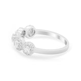 Half Eternity Band Round Cubic Zirconia 925 Sterling Silver 5-Stone Halo
