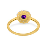 Floral Wedding Ring Petite Dainty Simulated Cubic Zirconia 925 Sterling Silver