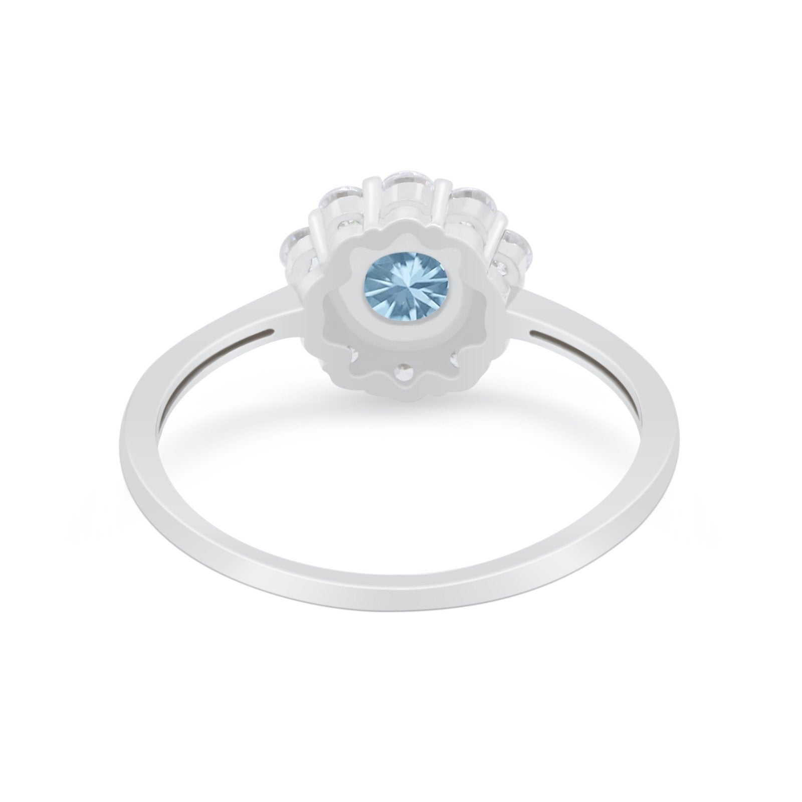 Floral Wedding Ring Petite Dainty Simulated Cubic Zirconia 925 Sterling Silver