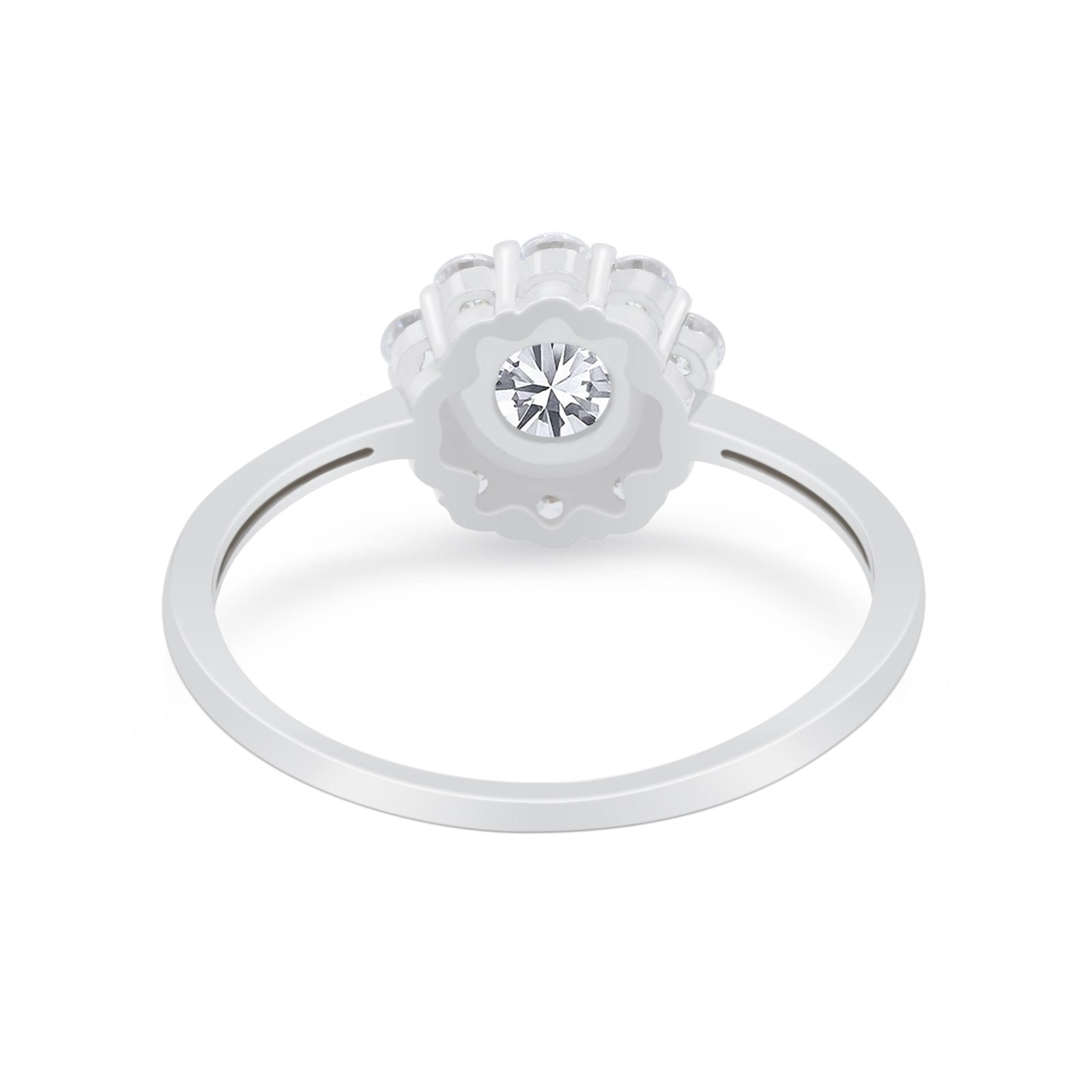 Floral Wedding Ring Petite Dainty Simulated Cubic Zirconia 925 Sterling Silver